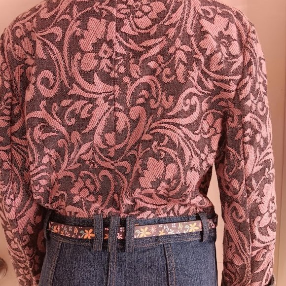 ALBERTO MAKALI  PINK BLUE DENIM FLORAL COTTON/SILK J ACKET SIZE US M - Picture 4 of 10
